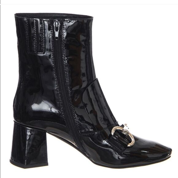 New Jeffrey Campbell Deneuve Bootie Patent Black ankle round toe heel Boot 7 - Picture 1 of 7